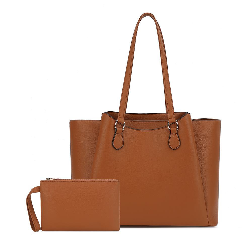 Women'S Bags Handbags - 女性用トートバッグ、ポーチ付き大型PUレザーショルダーハンドバッグ、13.5インチのラップトップ用ワークトラベルショッパーバッグ、ブラウン、オフィス用